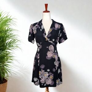 Free People‎ Hawaii Black Floral Mini Dress Size XS
